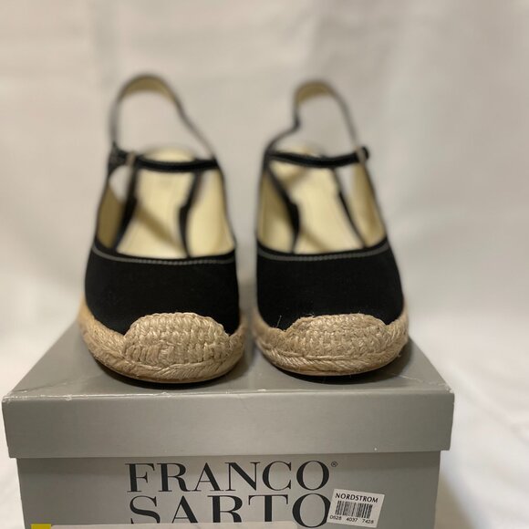 Franco Sarto, L-Queen, Wedge Platforms, Black Satin/Leather, Size 10M - Picture 5 of 5